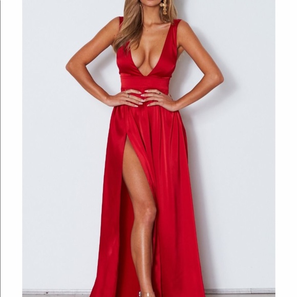 White Fox Red Satin Prom Dress | Poshmark